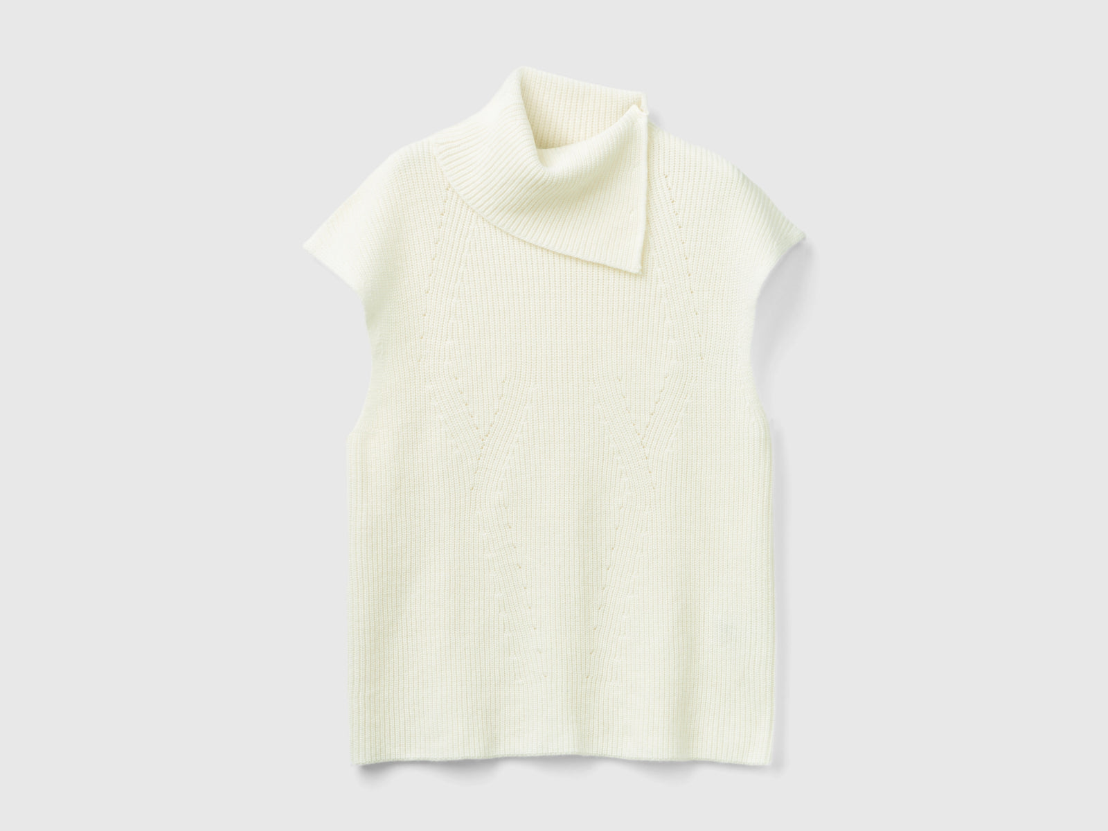 Gilet lungo con collo alto da donna bianco panna | Benetton Outlet