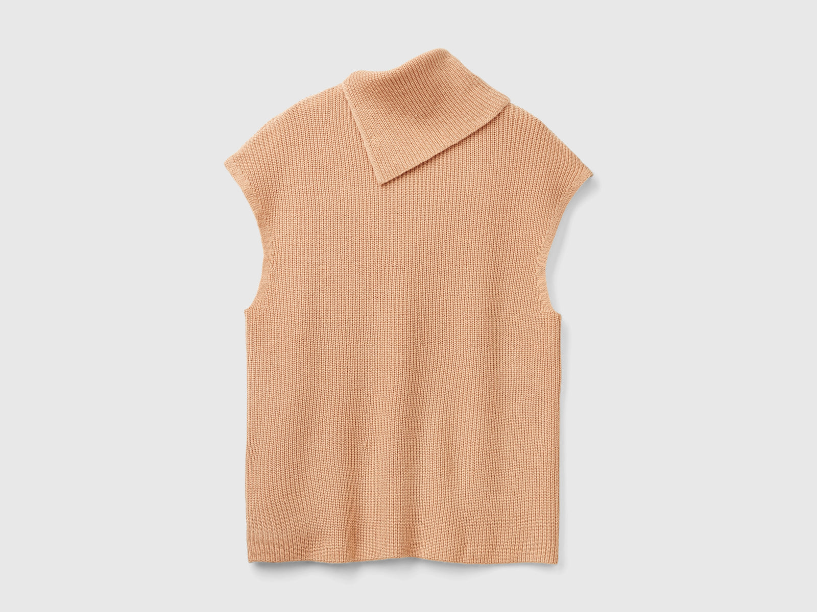 Gilet lungo con collo alto da donna cammello 2 | Benetton Outlet