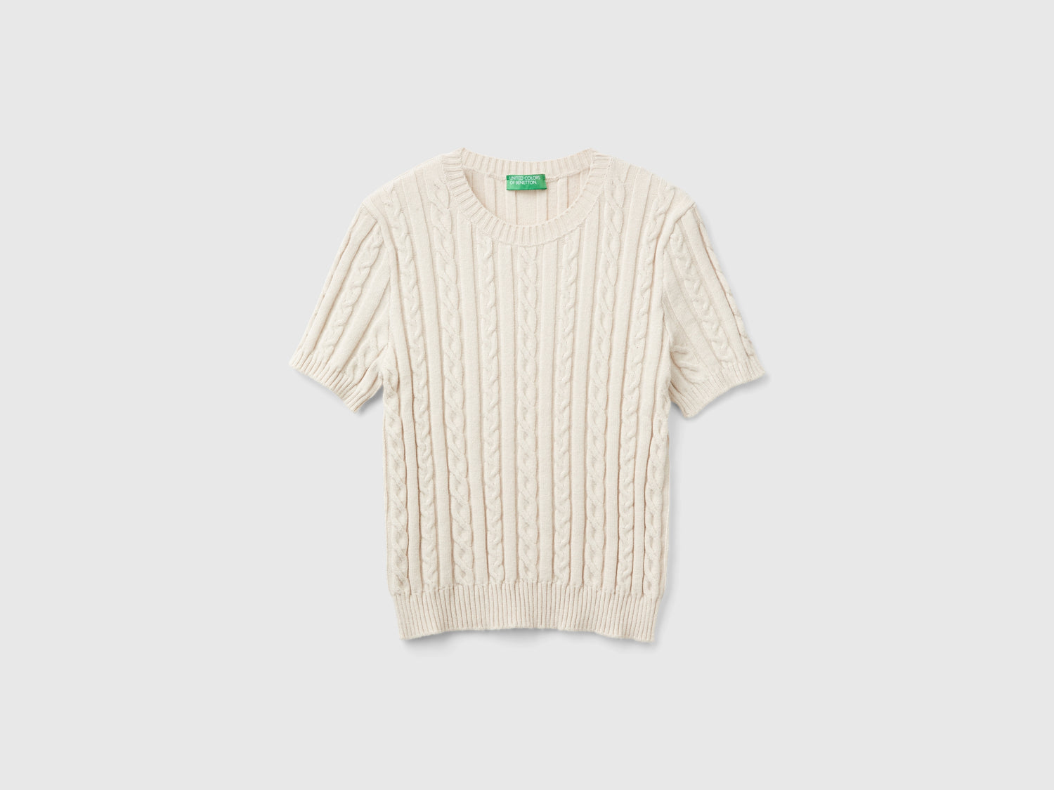 Maglia fluida a manica corta da donna bianco panna | Benetton Outlet
