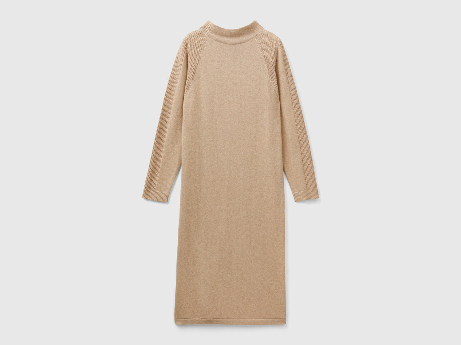 Vestito midi in misto cashmere da donna cammello | Benetton Outlet