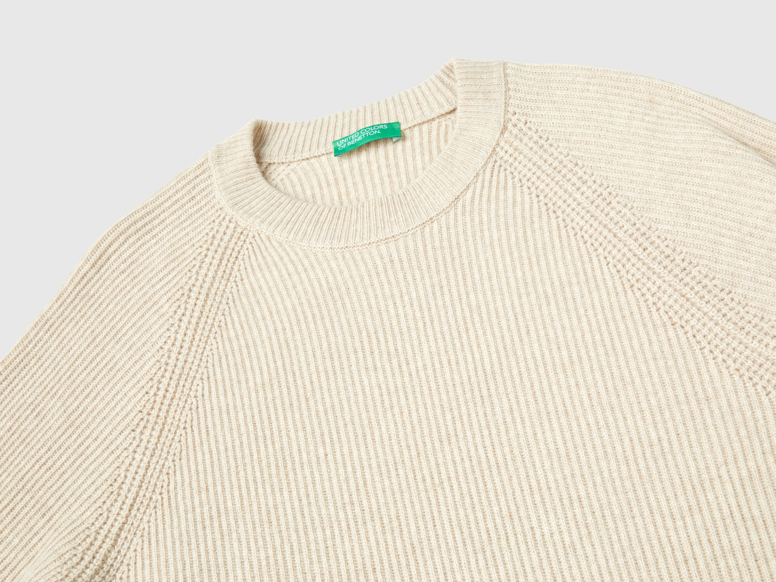 Cashmere blend crew neck sweater da uomo bianco panna 3 | Benetton Outlet