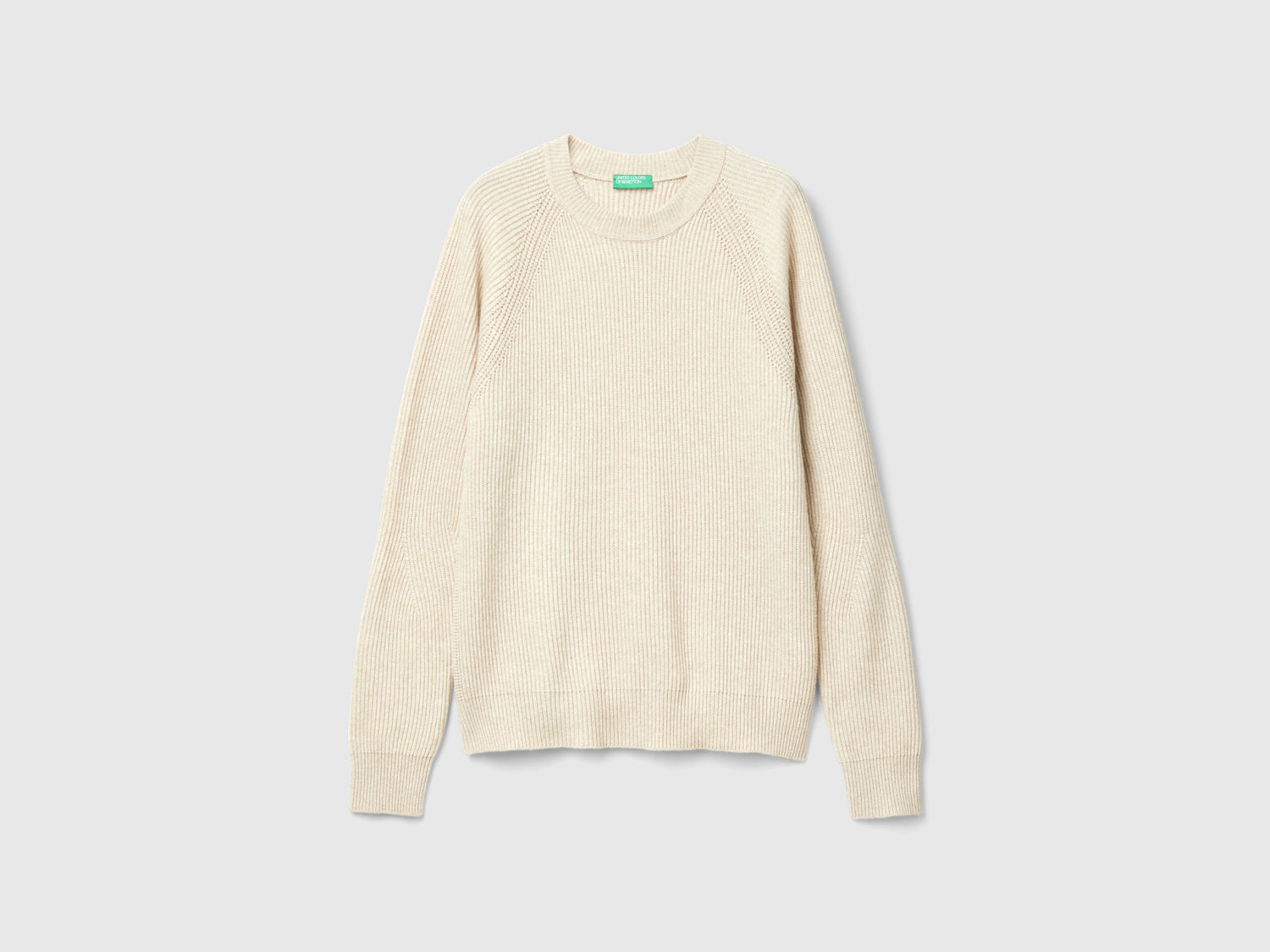 Maglione girocollo in misto cashmere da uomo bianco panna | Benetton Outlet
