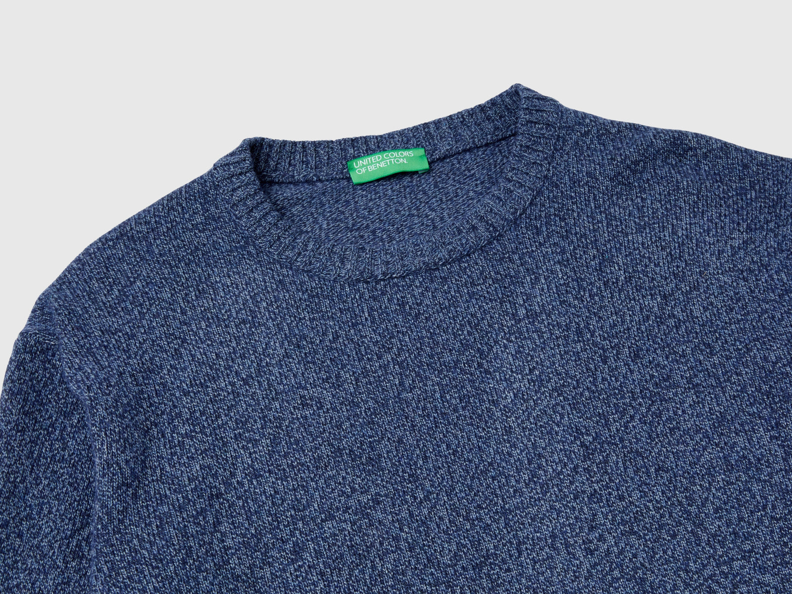 Maglia girocollo in misto lana e cashmere da uomo blu 3 | Benetton Outlet