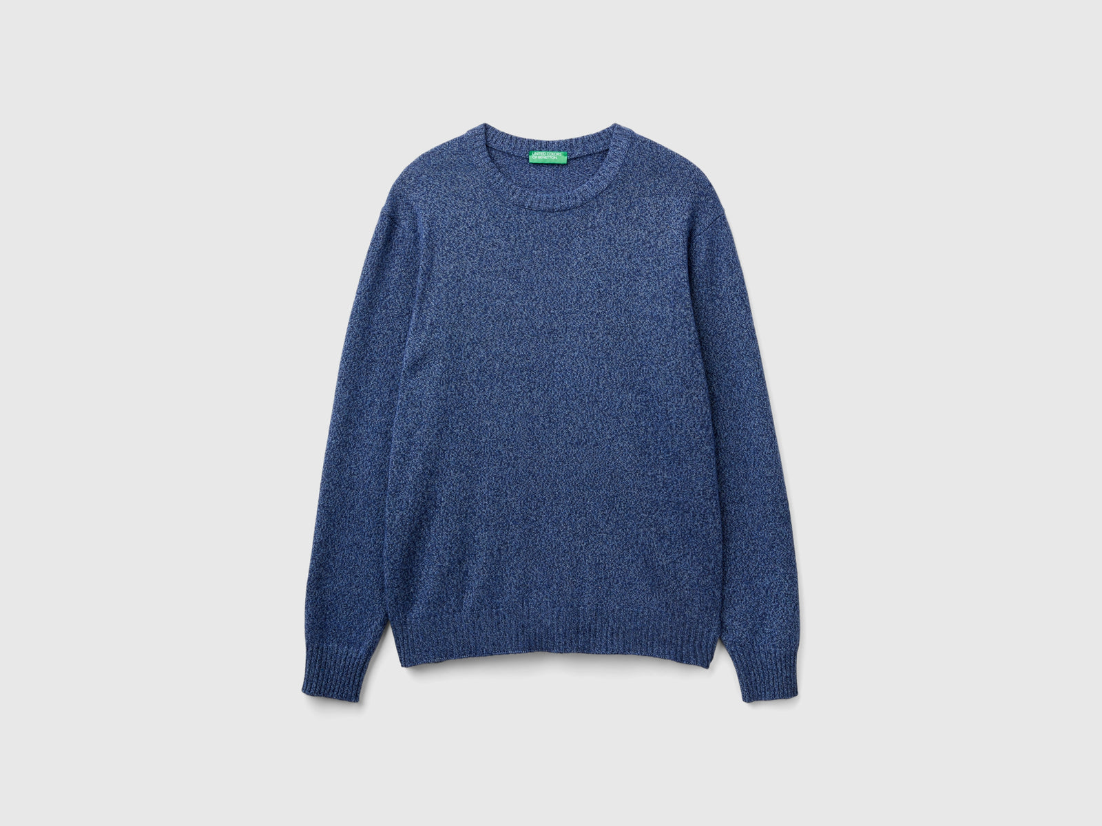 Maglia girocollo in misto lana e cashmere da uomo blu | Benetton Outlet