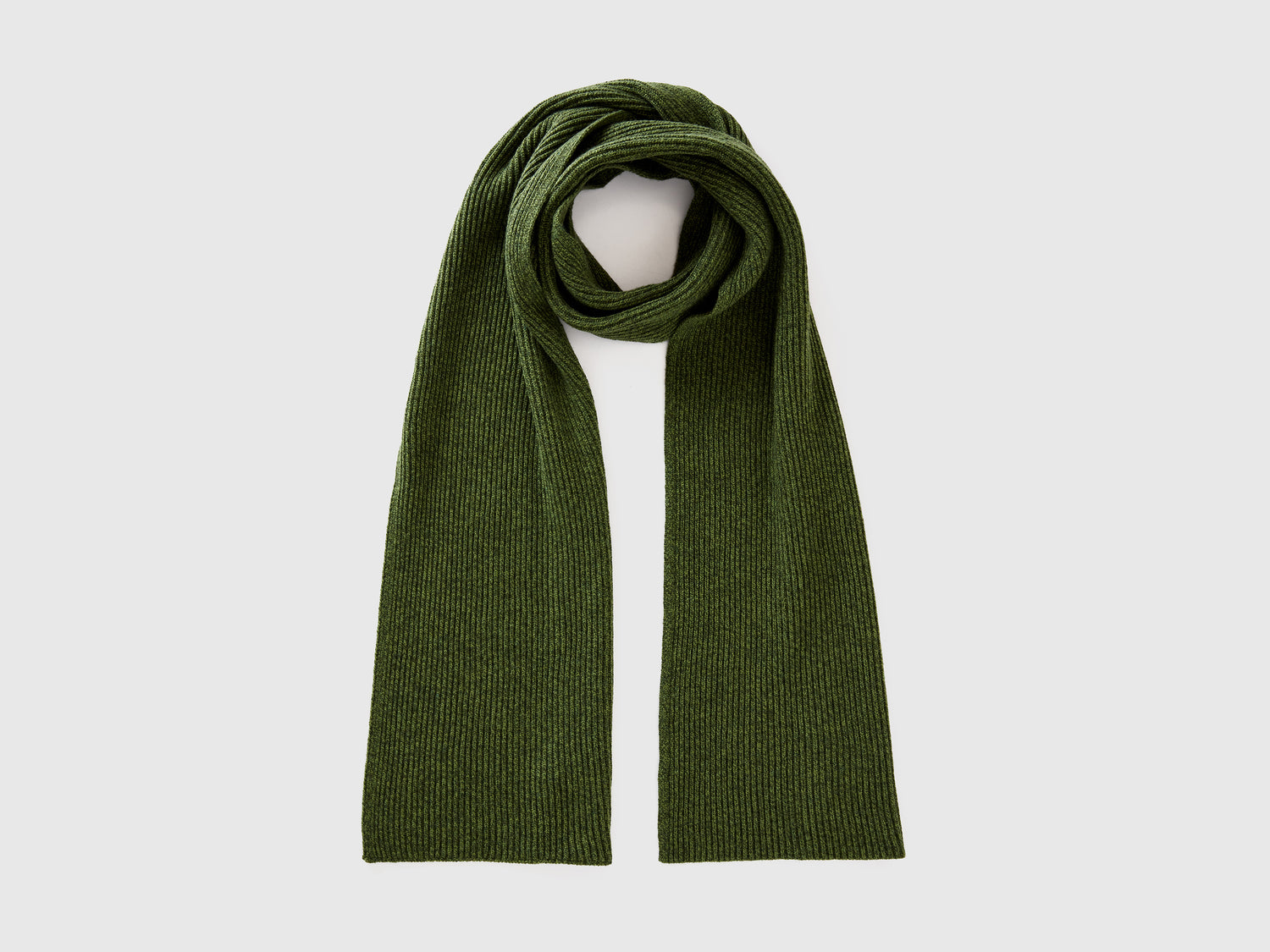 Bufanda de mezcla de lana y cachemira da uomo verde oliva | Benetton Outlet