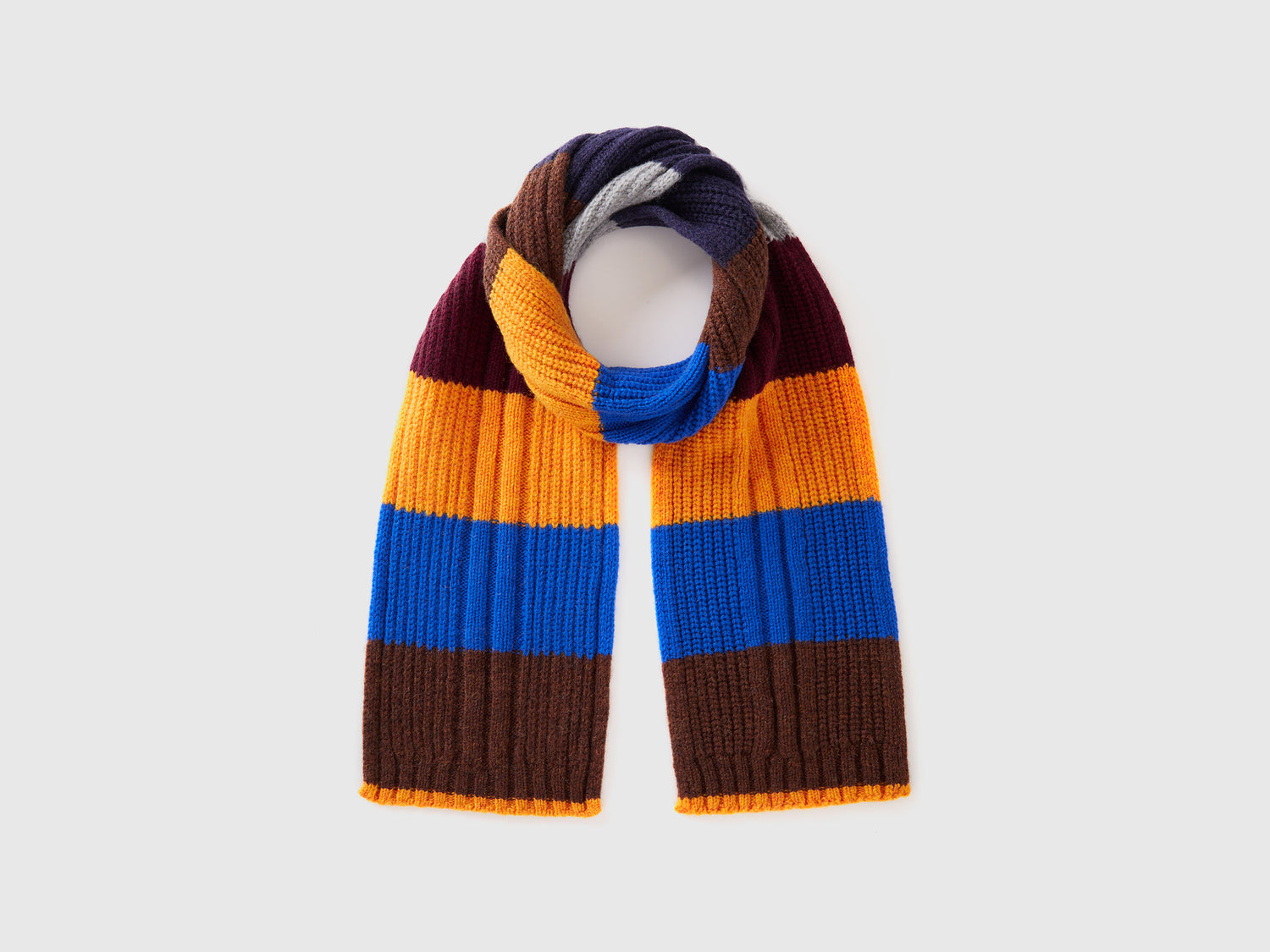 Bufanda de rayas en pura lana Shetland da uomo multi-color | Benetton Outlet