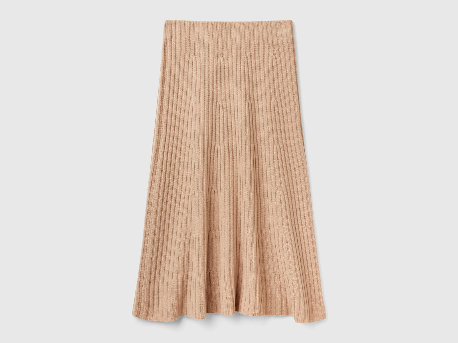 Gonna midi in maglia da donna cammello 2 | Benetton Outlet