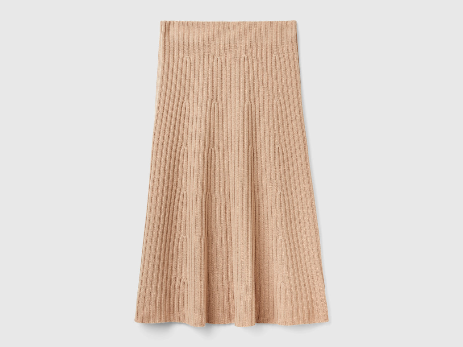 Gonna midi in maglia da donna cammello | Benetton Outlet