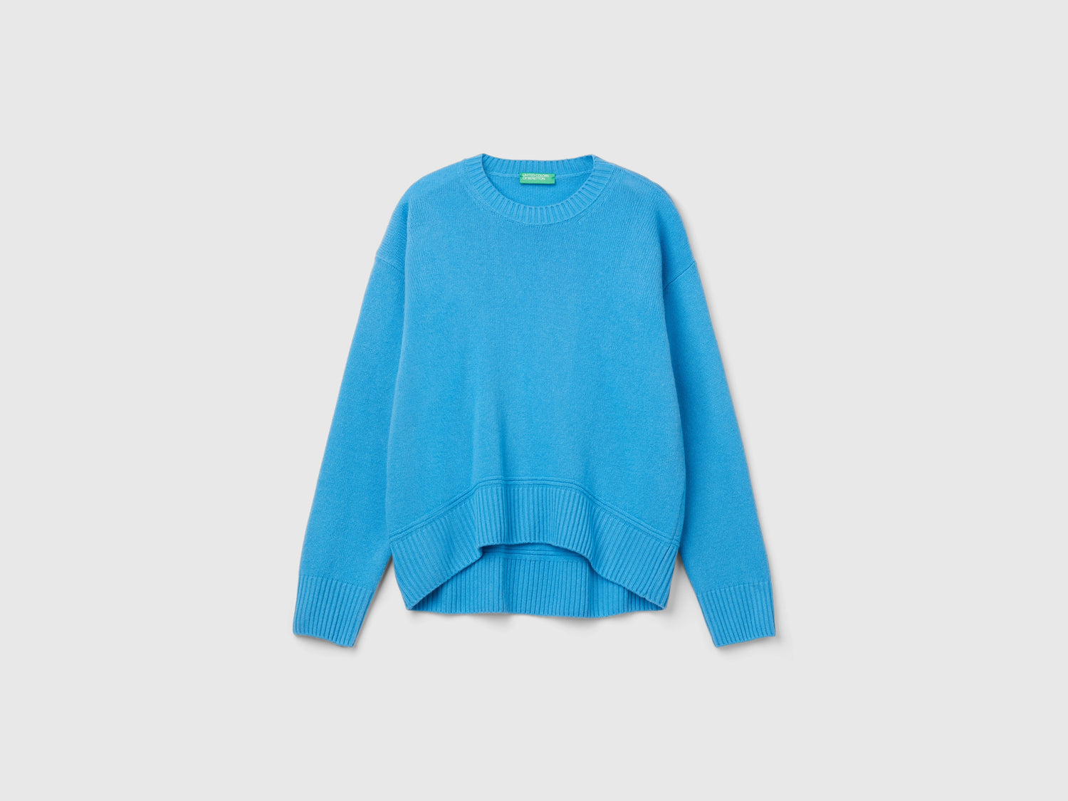 Maglia boxy fit in misto lana da donna azzurro | Benetton Outlet
