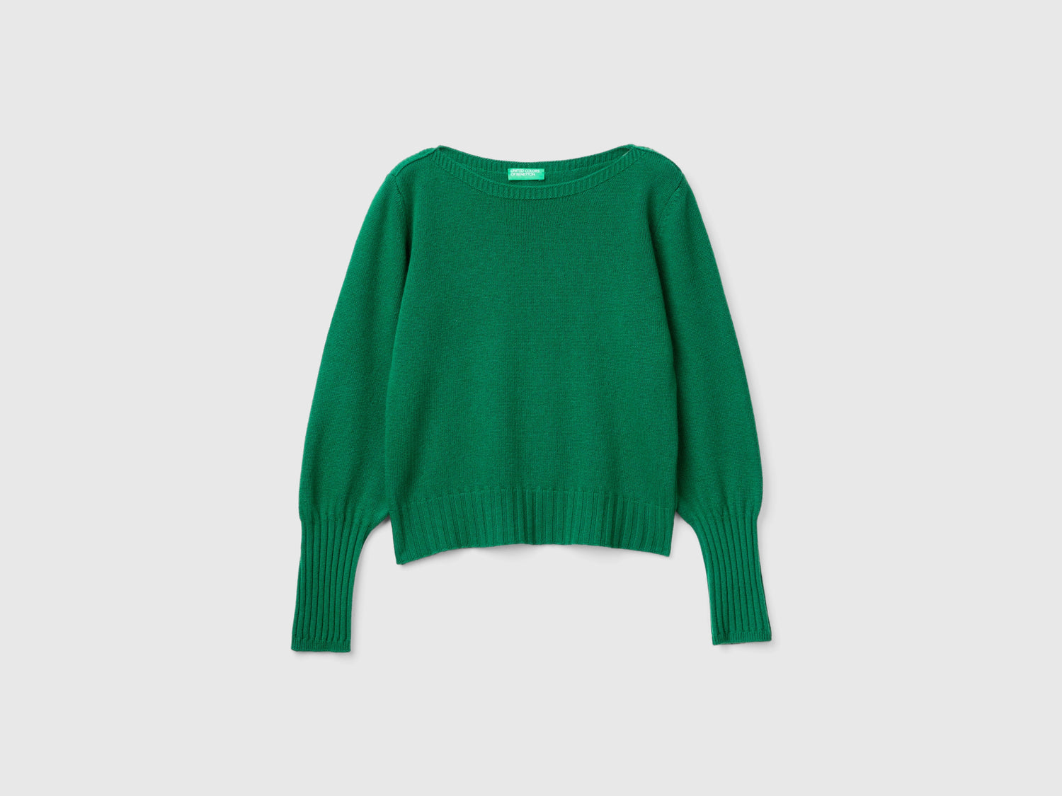 Maglioncino con scollo a barchetta da donna verde scuro | Benetton Outlet