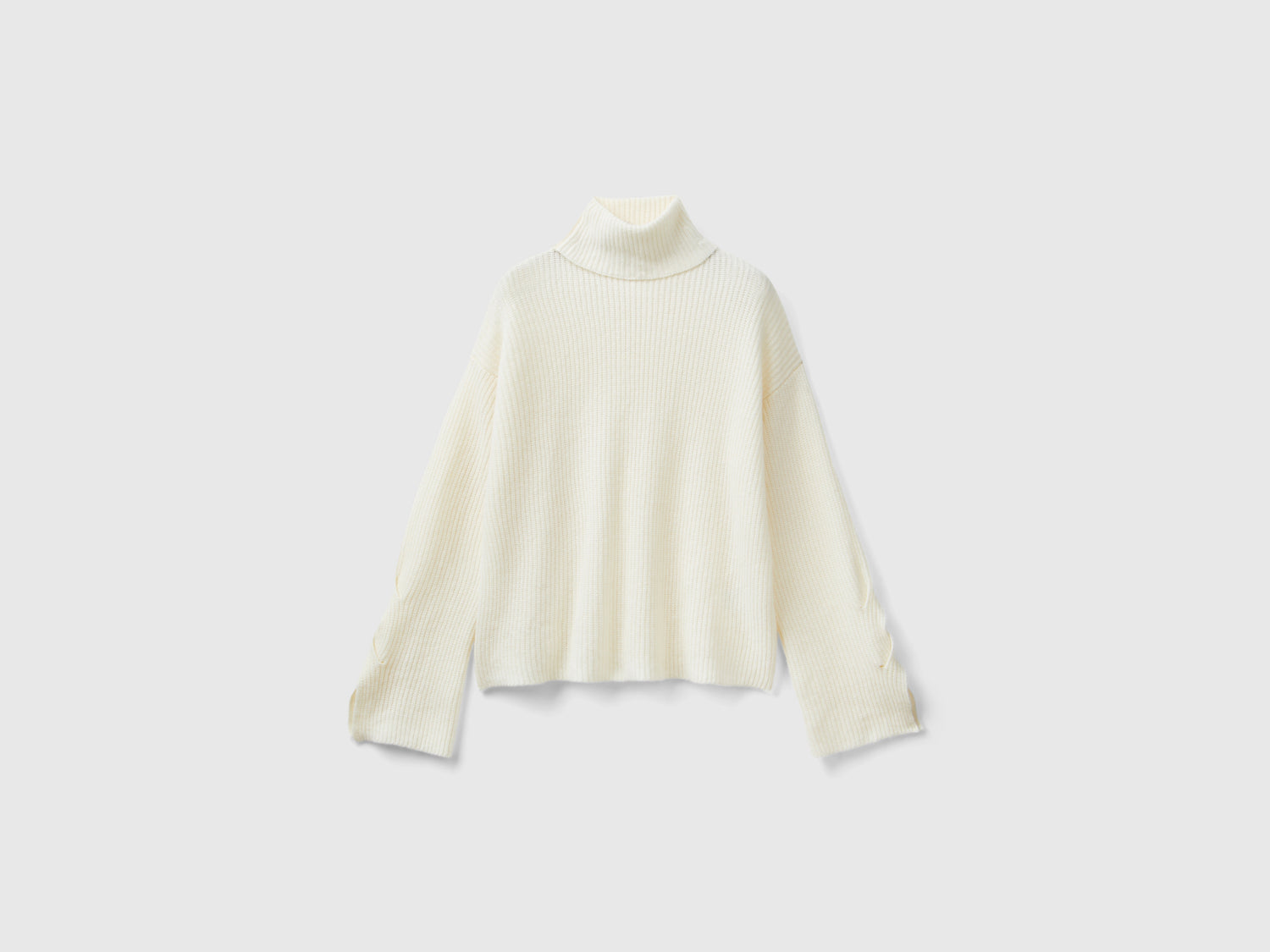 Turtleneck with wide neck da donna bianco panna | Benetton Outlet