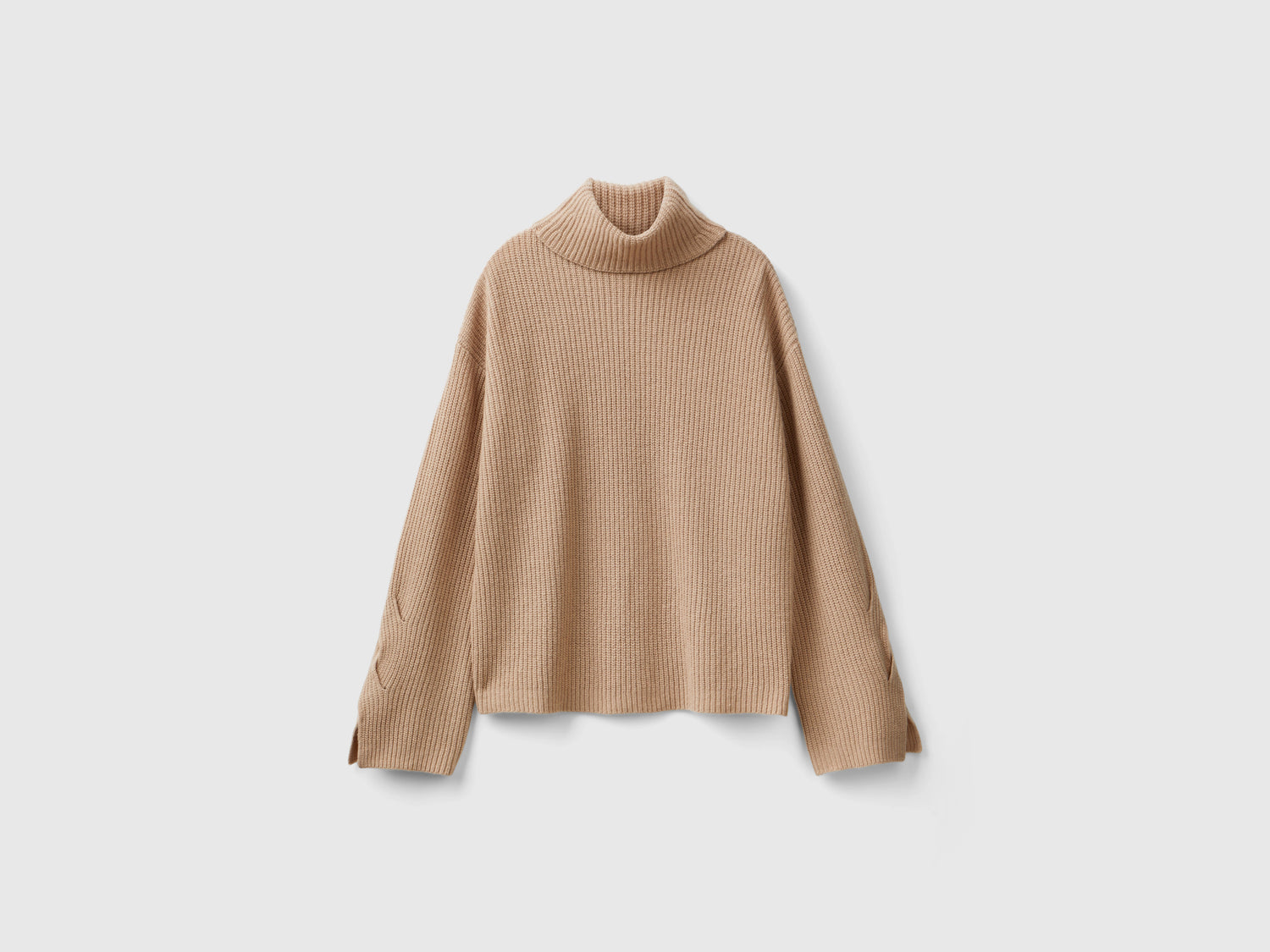 Turtleneck with wide neck da donna cammello | Benetton Outlet