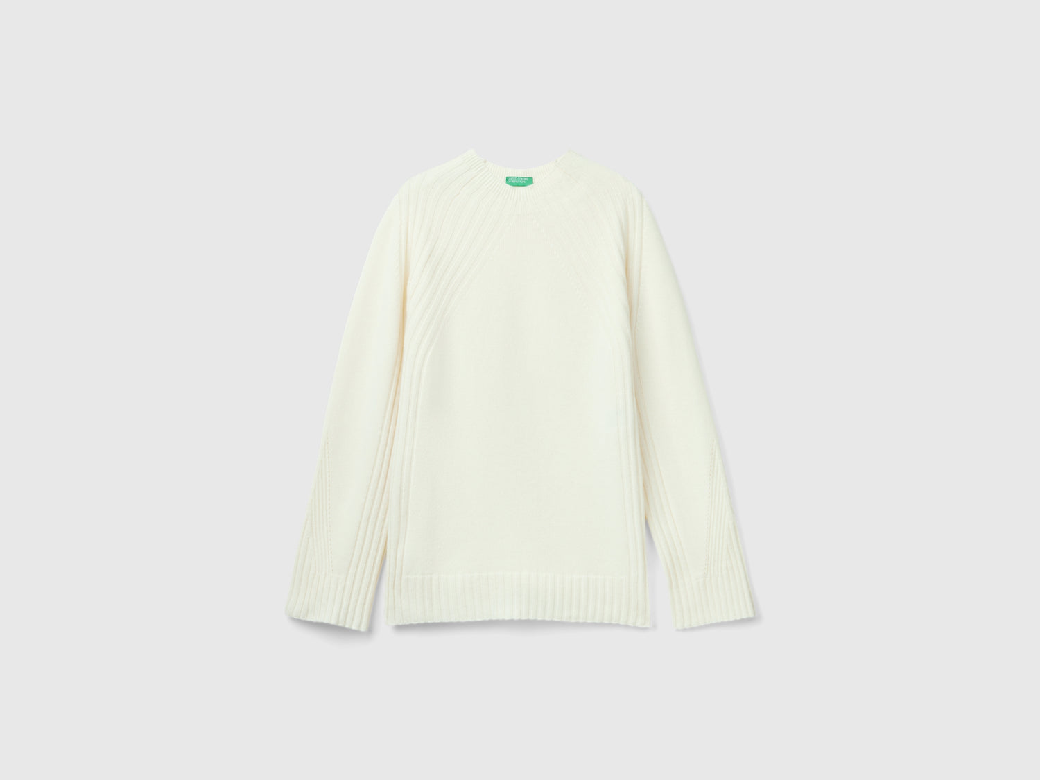 Maglia lupetto con spacchi da donna bianco panna | Benetton Outlet