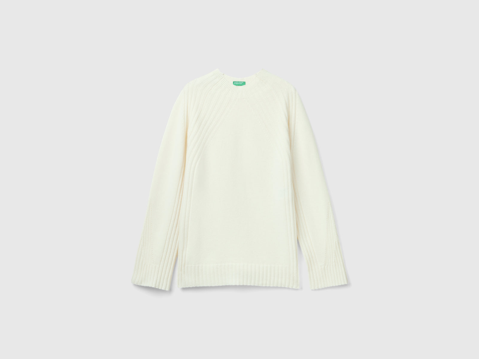 Maglia lupetto con spacchi da donna bianco panna | Benetton Outlet