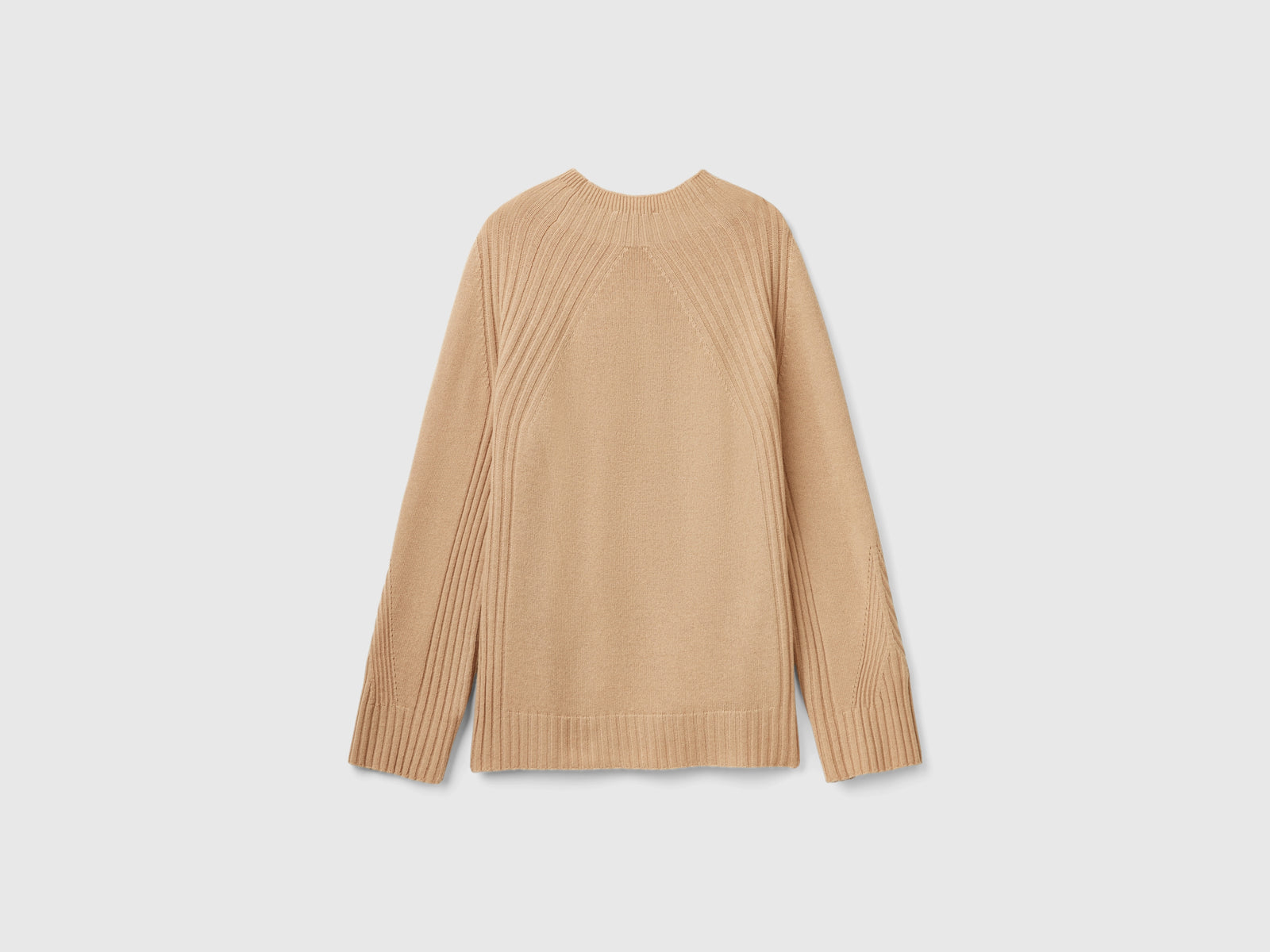 Maglia lupetto con spacchi da donna cammello 2 | Benetton Outlet