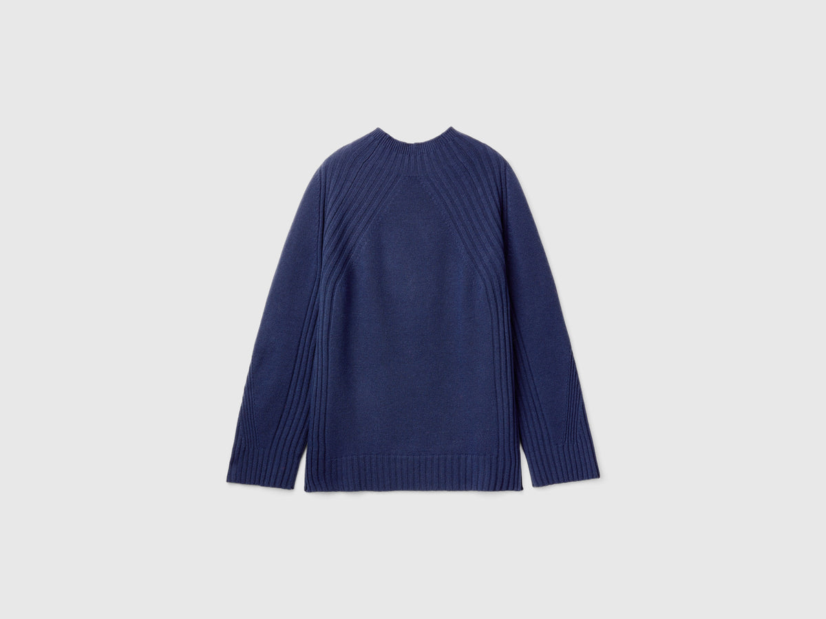 Mock neck sweater with slits