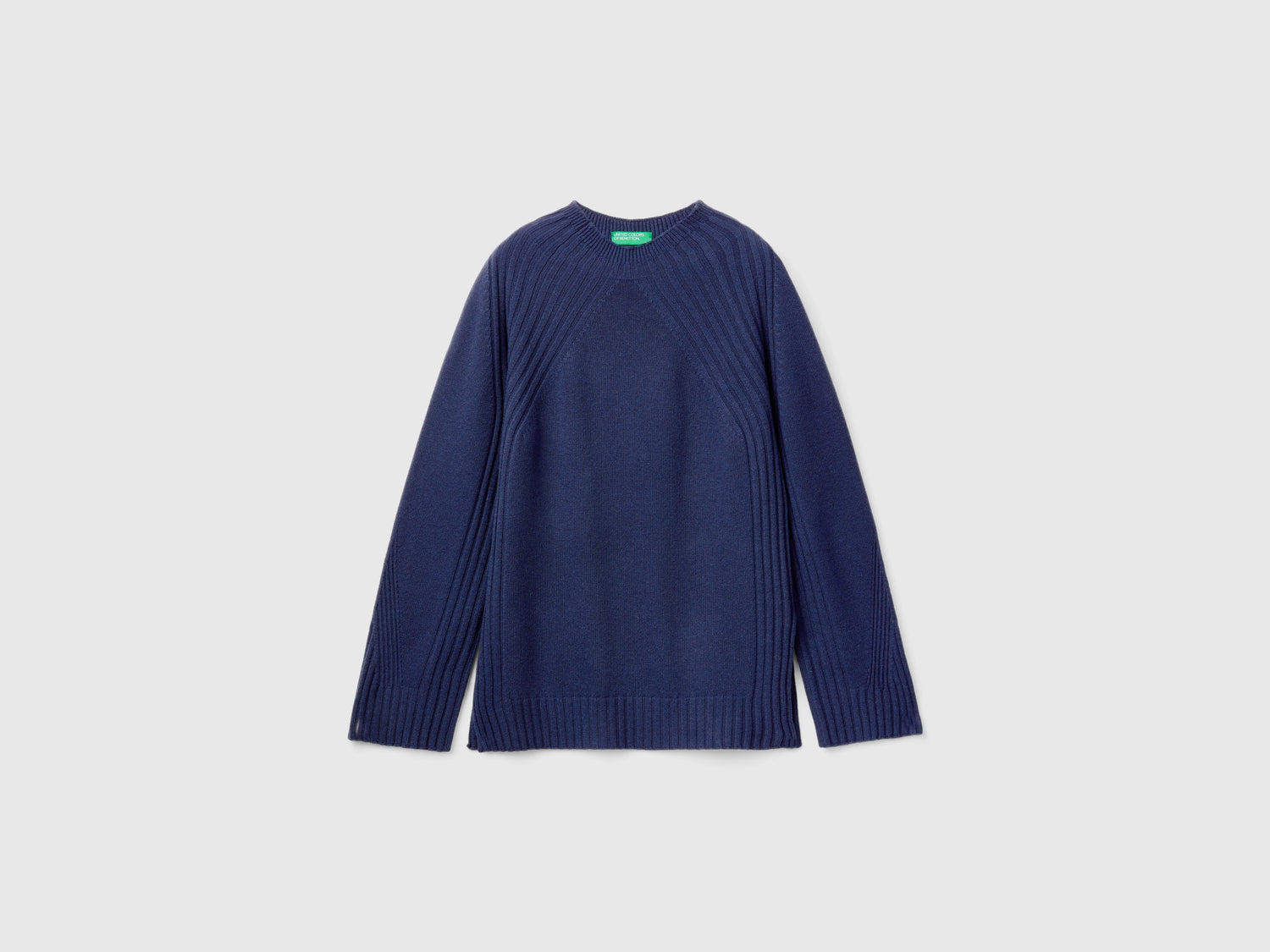 Maglia lupetto con spacchi da donna blu scuro | Benetton Outlet