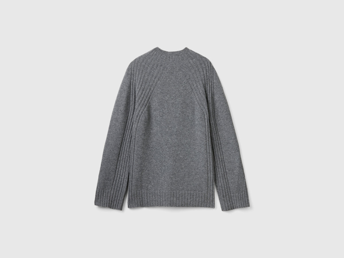 Mock neck sweater with slits