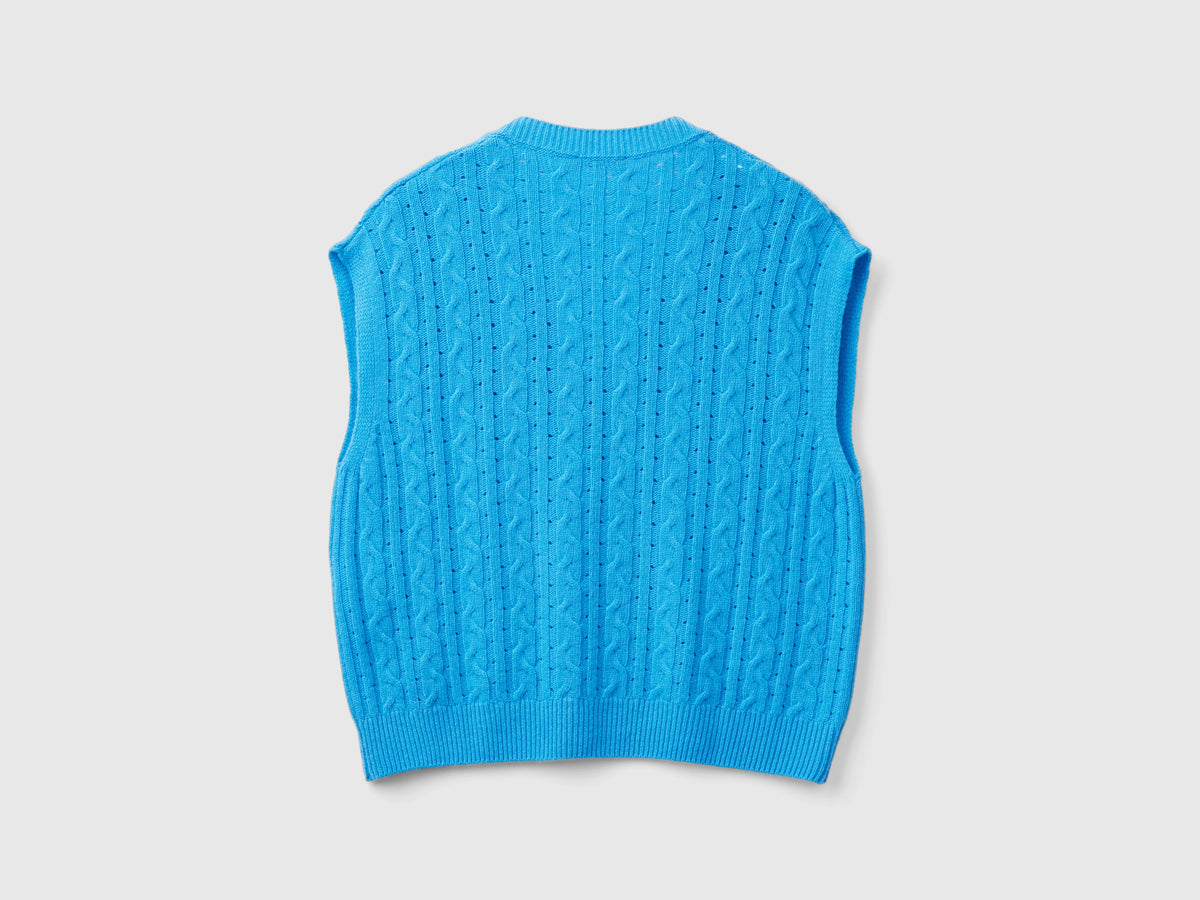 Gilet boxy fit con trecce e trafori
