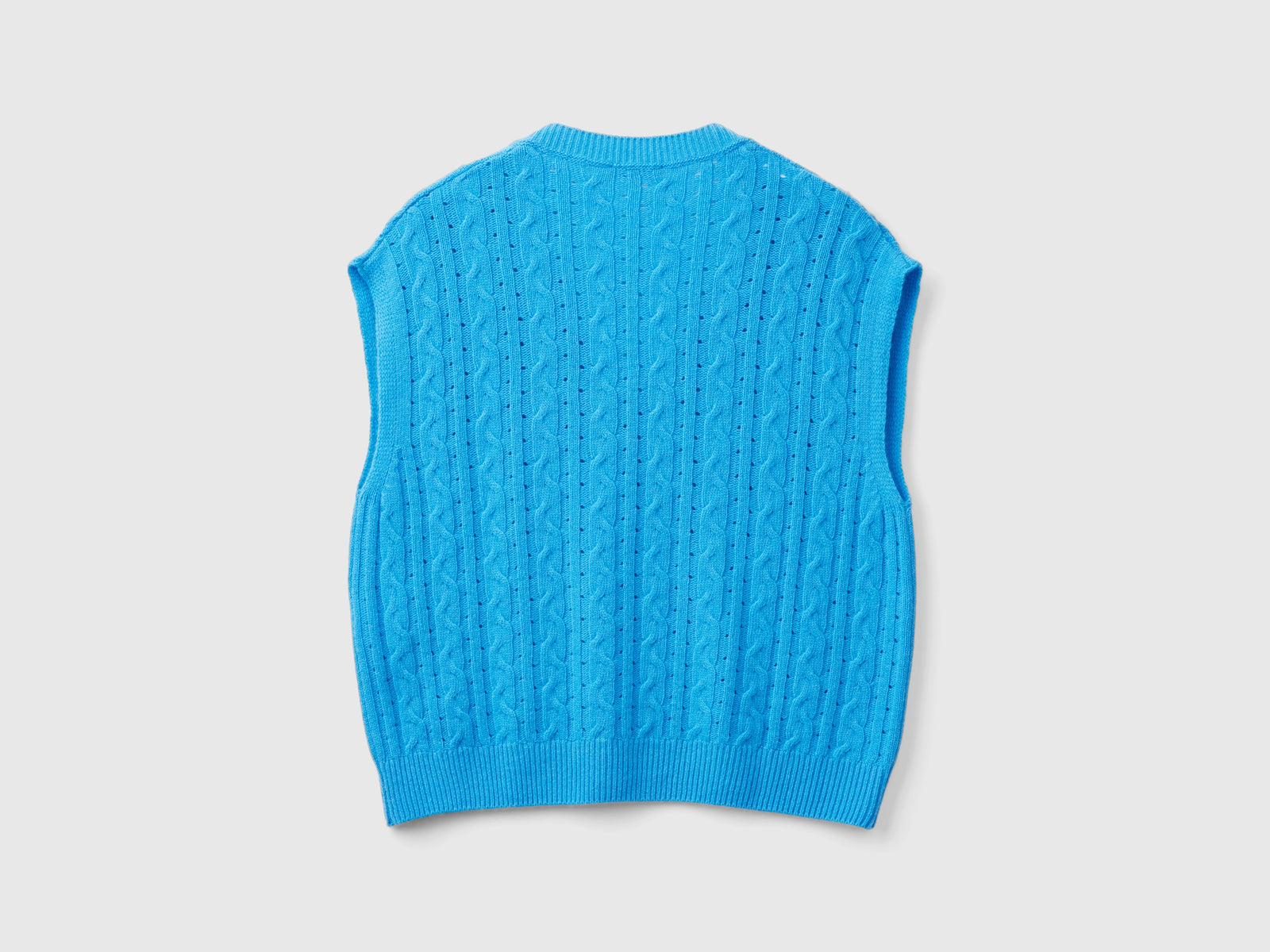 Gilet boxy fit con trecce e trafori da donna azzurro 2 | Benetton Outlet
