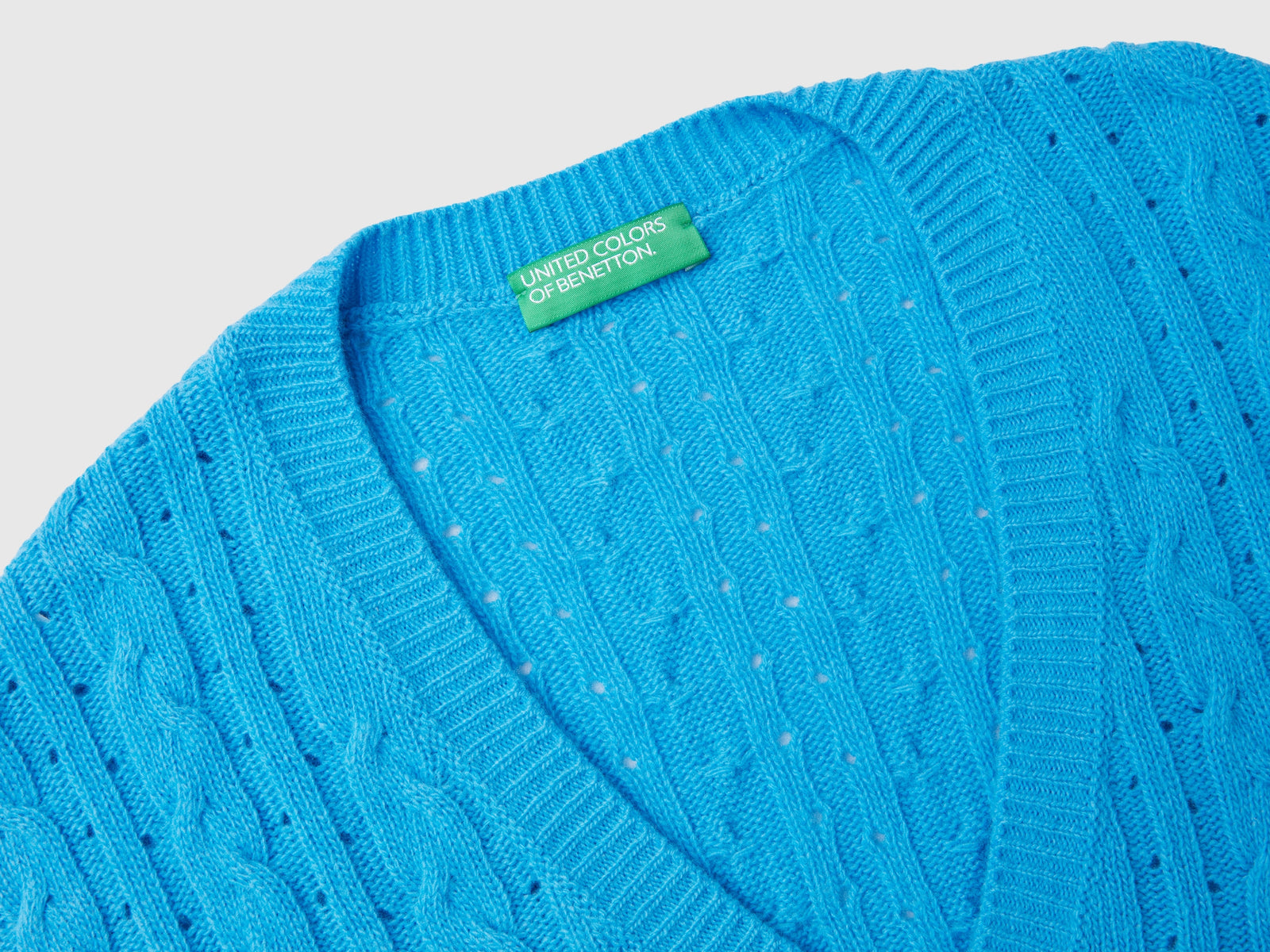 Gilet boxy fit con trecce e trafori da donna azzurro 3 | Benetton Outlet
