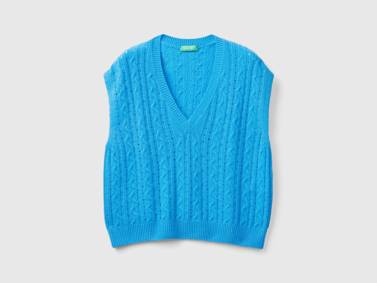 Gilet boxy fit con trecce e trafori