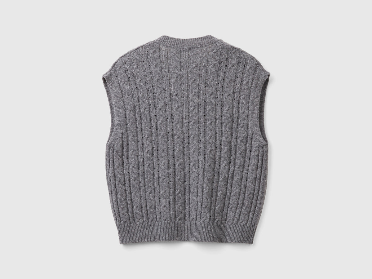 Boxy fit waistcoat with braids and openwork da donna grigio scuro 2 | Benetton Outlet