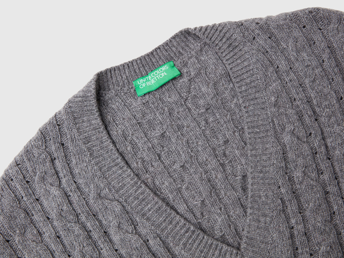 Boxy fit waistcoat with braids and openwork da donna grigio scuro 3 | Benetton Outlet