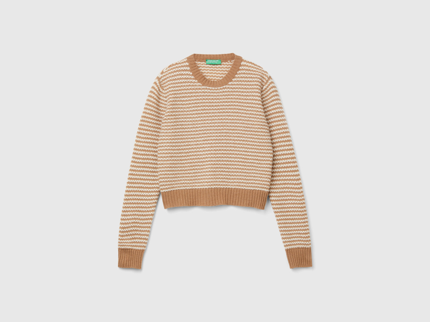 Maglia fantasia cropped da donna cammello | Benetton Outlet