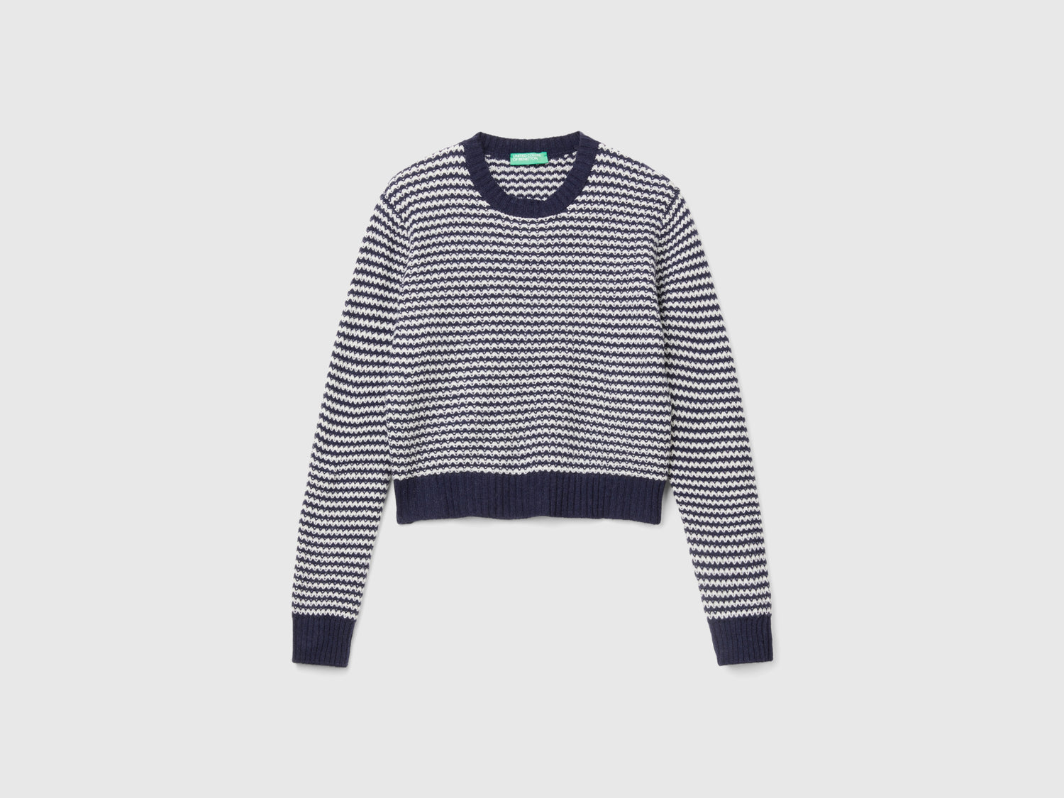 Maglia fantasia cropped da donna blu scuro | Benetton Outlet