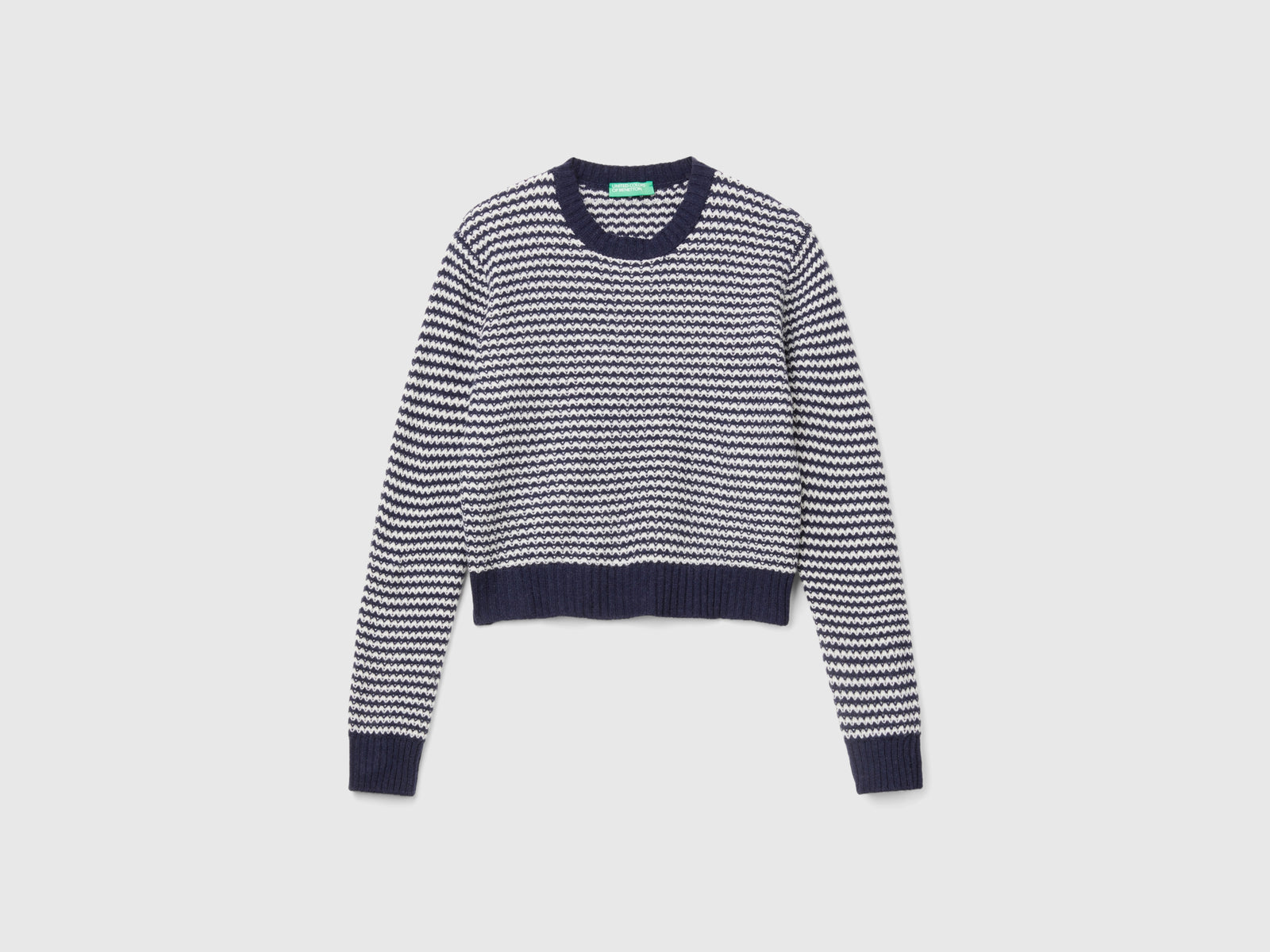 Maglia fantasia cropped da donna blu scuro | Benetton Outlet