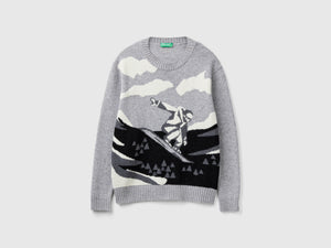 Maglione con grafica sci