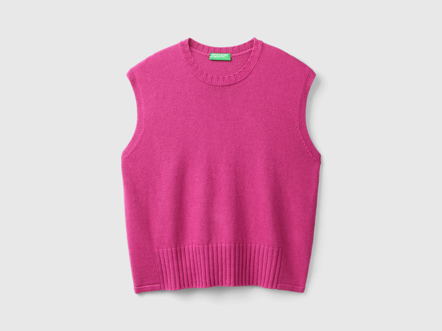 Gilet in misto lana e viscosa da donna ciclamino | Benetton Outlet