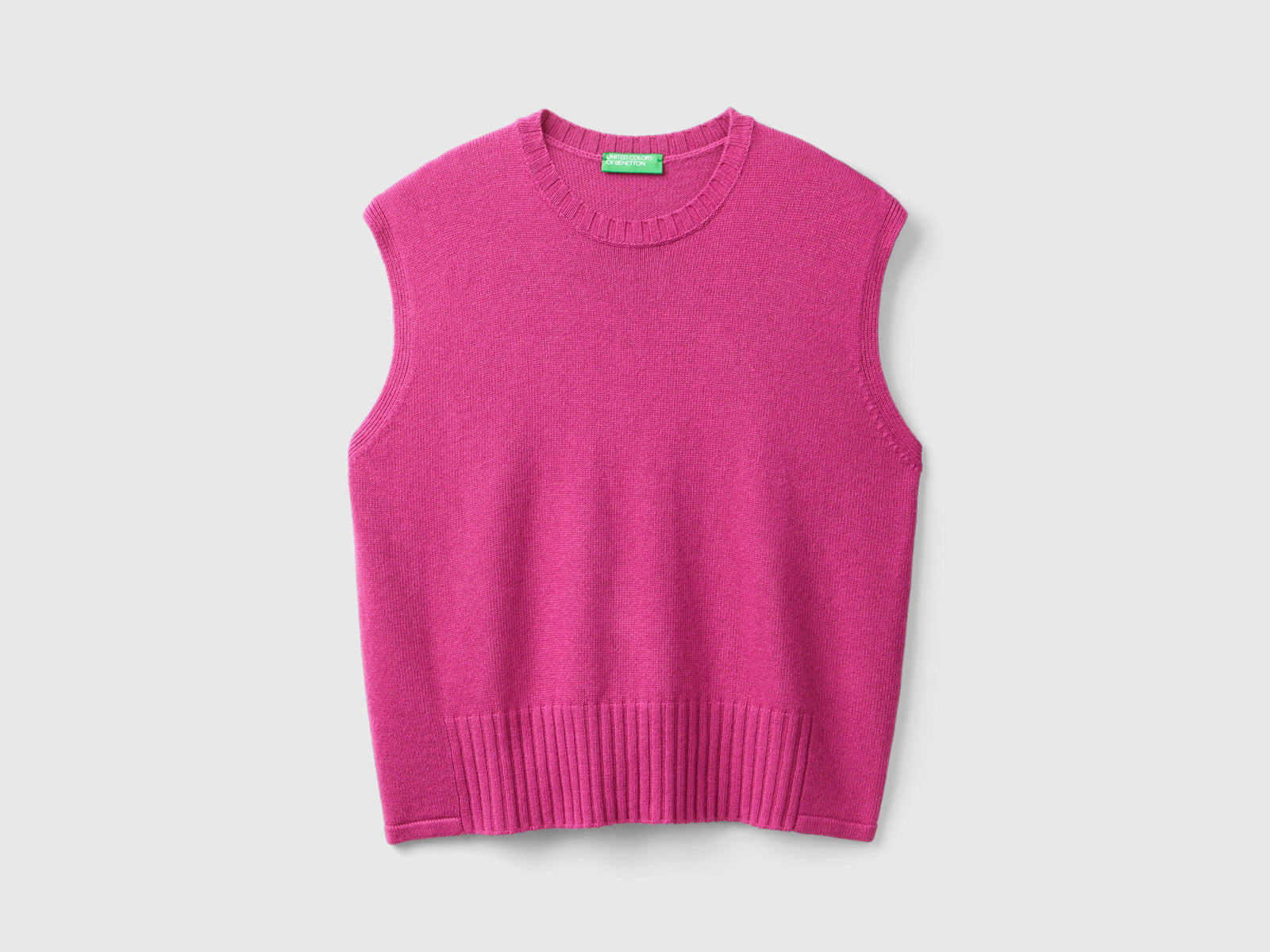 Gilet in misto lana e viscosa da donna ciclamino | Benetton Outlet