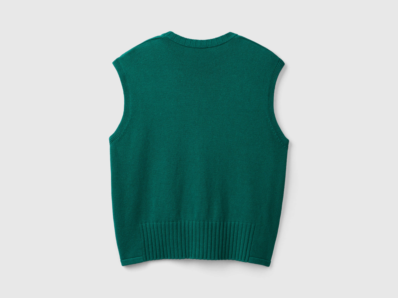 Gilet in misto lana e viscosa da donna verde scuro 2 | Benetton Outlet