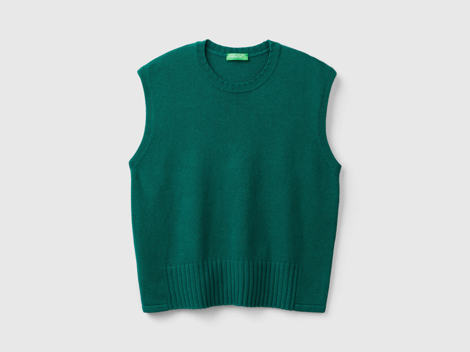Gilet in misto lana e viscosa da donna verde scuro | Benetton Outlet
