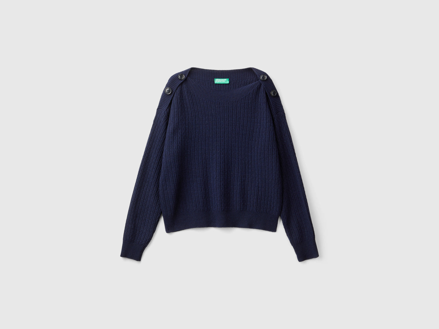 Maglia con scollo a barchetta da donna blu scuro | Benetton Outlet