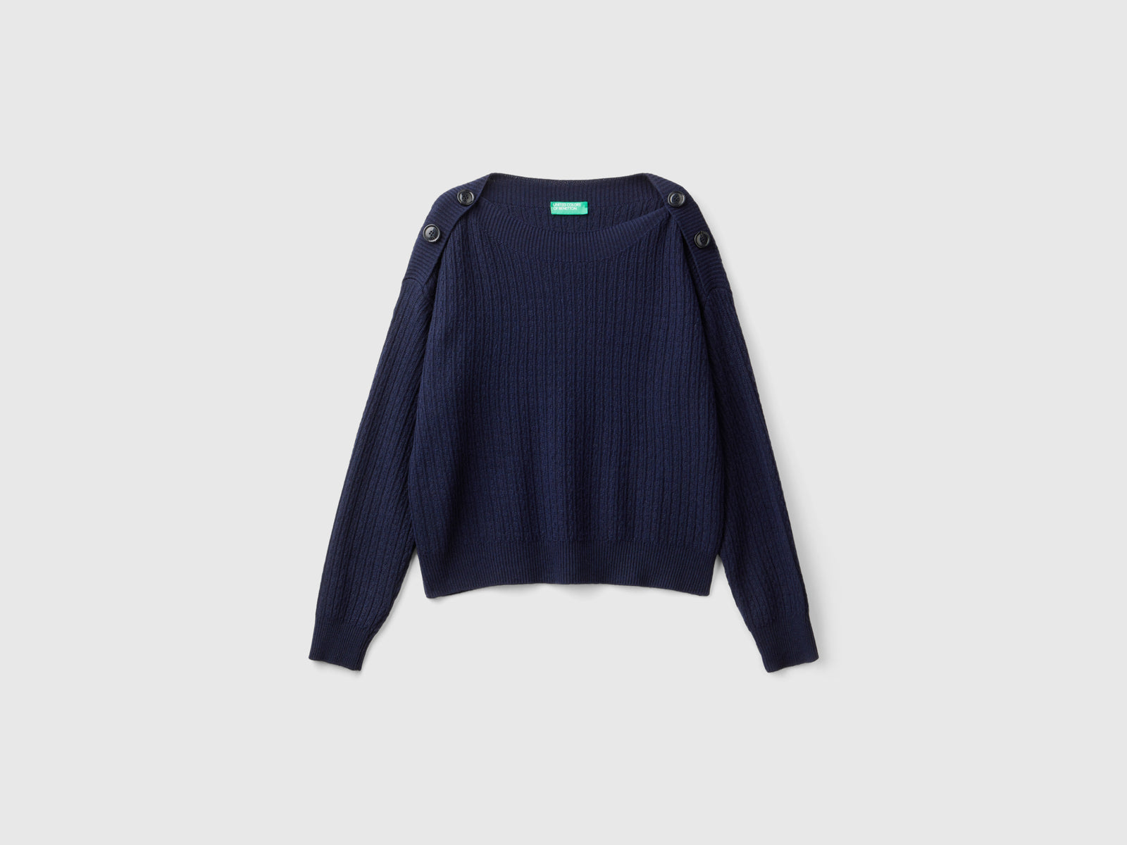 Maglia con scollo a barchetta da donna blu scuro | Benetton Outlet