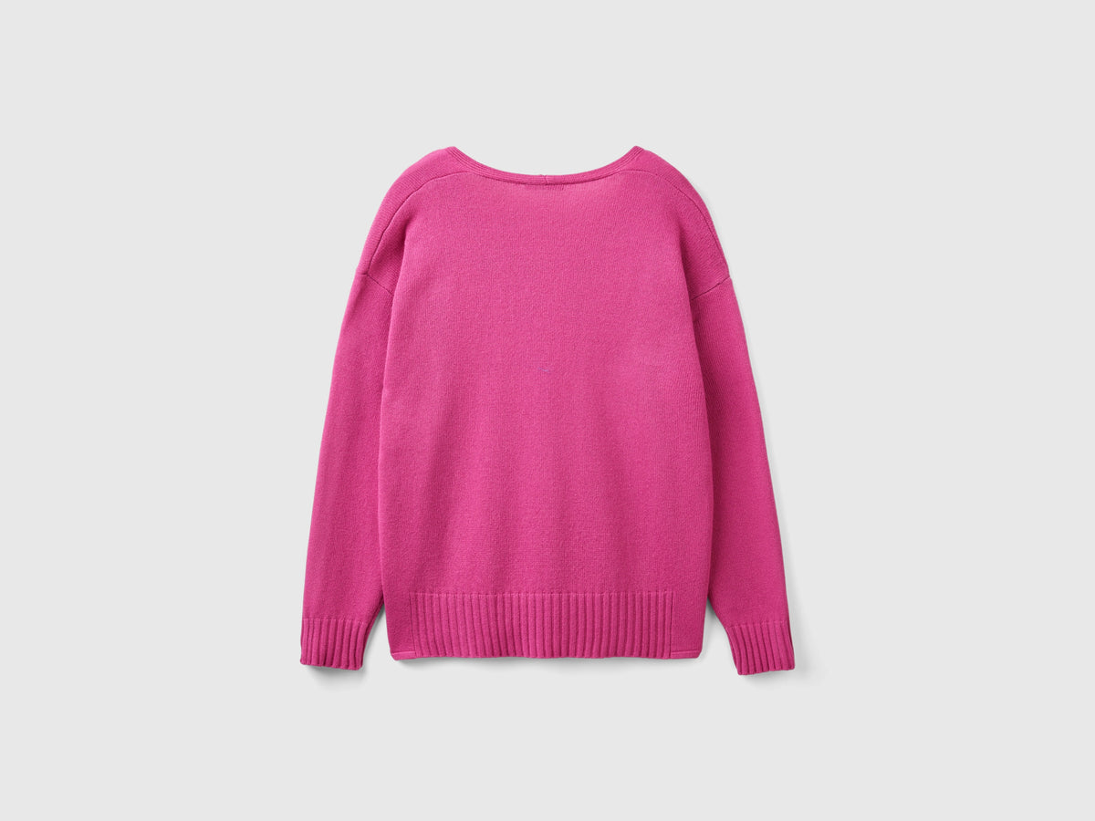 Maglia scollo a V in misto lana
