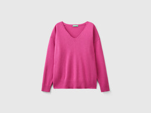 Maglia scollo a V in misto lana