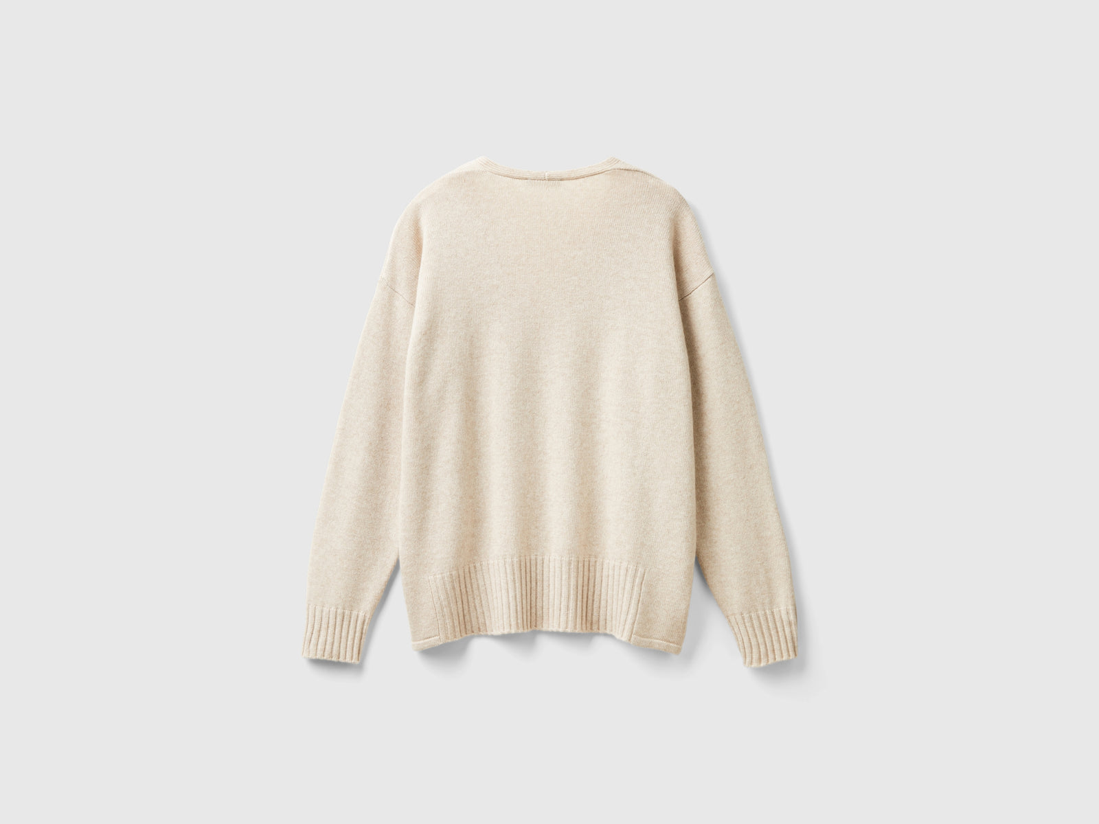 Wool blend V-neck sweater da donna beige 2 | Benetton Outlet
