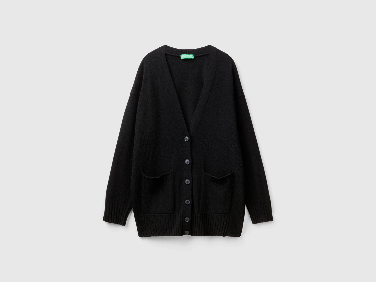 Oversized wool blend cardigan da donna nero | Benetton Outlet