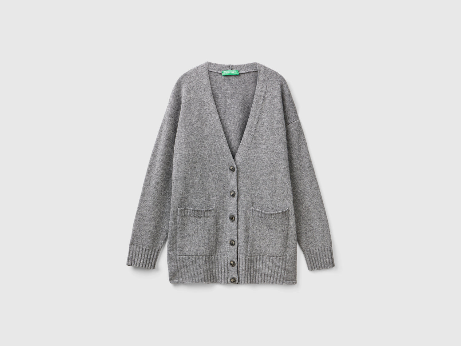 Oversized wool blend cardigan da donna grigio | Benetton Outlet