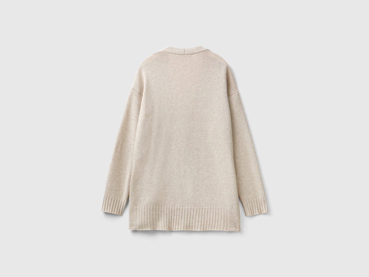 Oversized wool blend cardigan