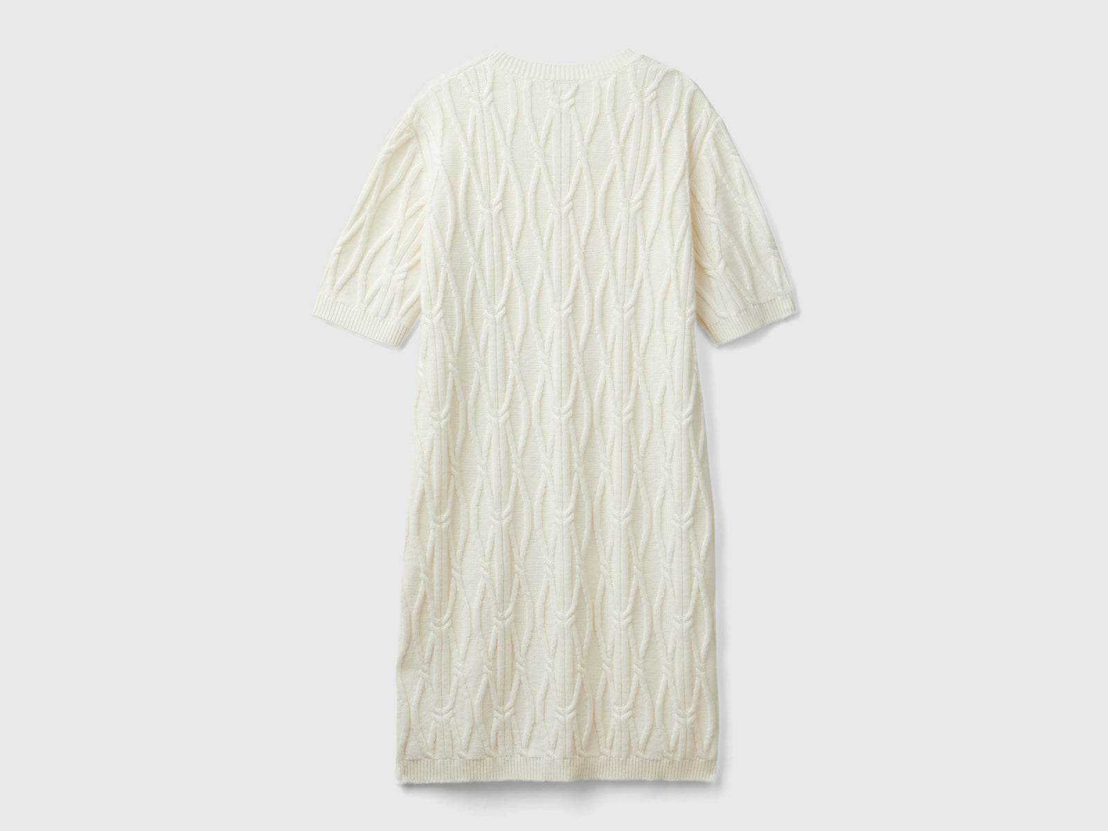 Diamond-patterned knit dress da donna bianco panna 2 | Benetton Outlet