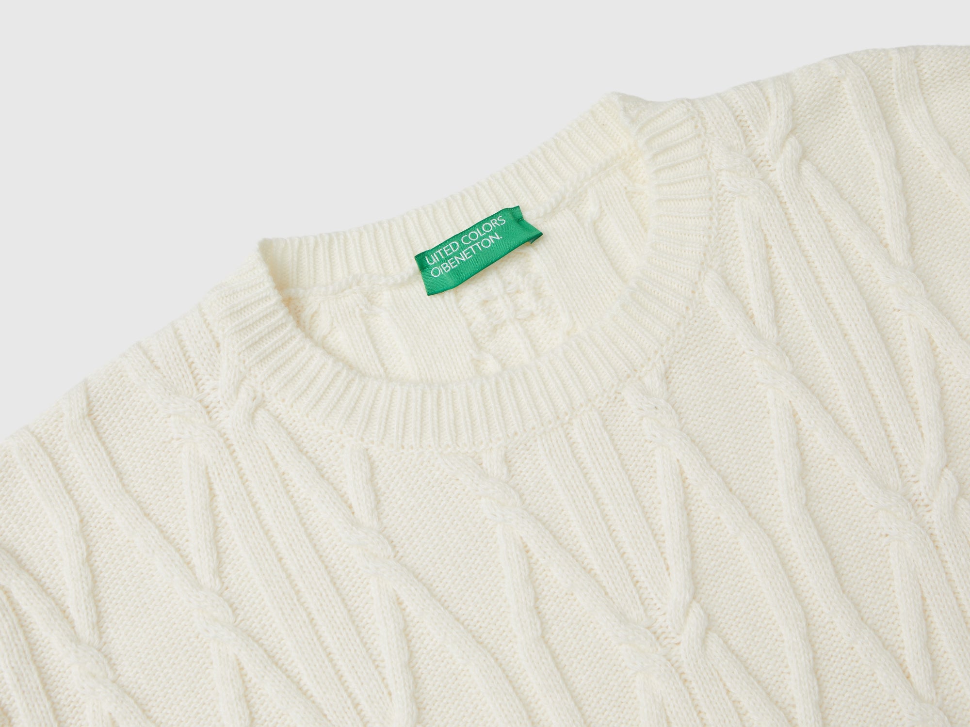 Diamond-patterned knit dress da donna bianco panna | Benetton Outlet Diamond-patterned knit dress da donna bianco panna | Benetton Outlet