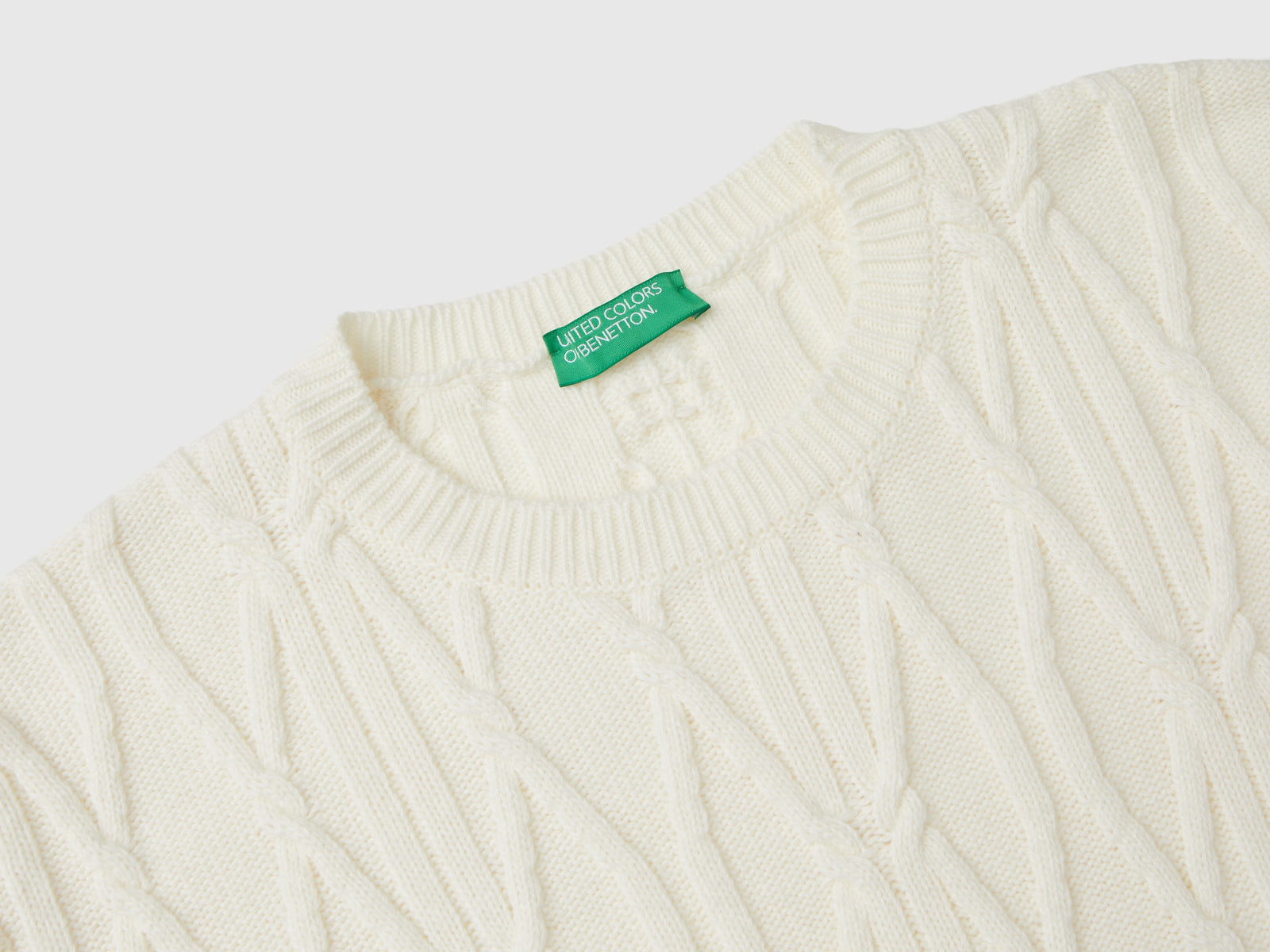 Diamond-patterned knit dress da donna bianco panna 3 | Benetton Outlet