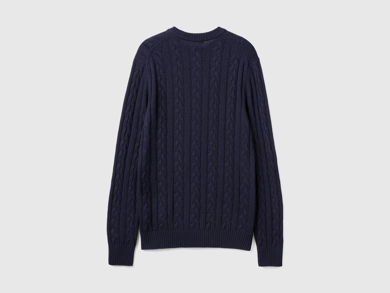 Maglia a trecce in misto cashmere da uomo blu scuro 2 | Benetton Outlet