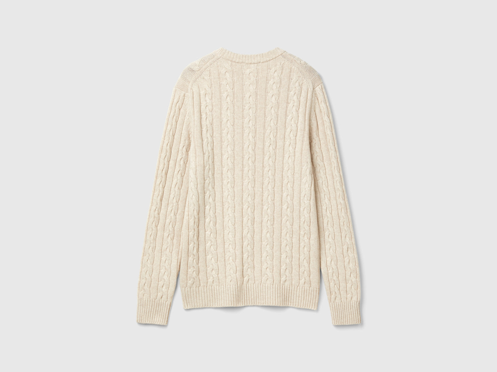 Maglia a trecce in misto cashmere da uomo bianco panna 2 | Benetton Outlet