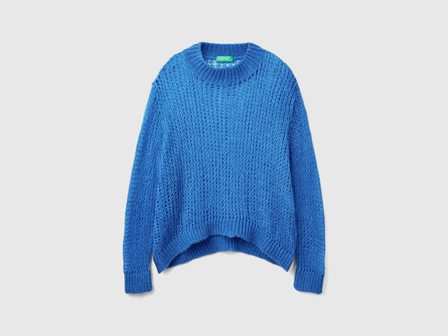 Lupetto a rete in misto mohair da donna blu | Benetton Outlet